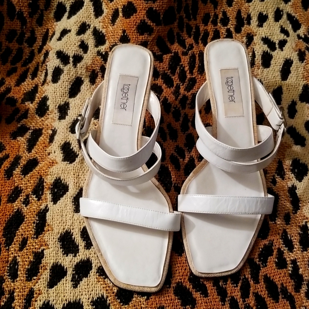 TOGETHER SANDALS LEATHER WITH STRAPS 1 1/2 INCH HEELS